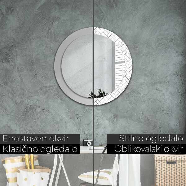 Lustro ścienne dekoracyjne okrągłe Jodełka