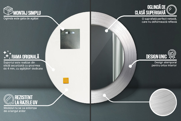 Lustro ścienne dekoracyjne okrągłe Błyszcząca stal