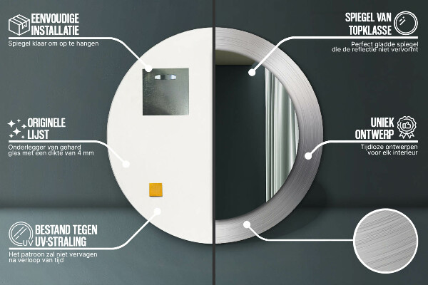 Lustro ścienne dekoracyjne okrągłe Błyszcząca stal