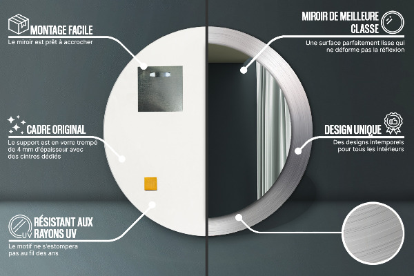 Lustro ścienne dekoracyjne okrągłe Błyszcząca stal