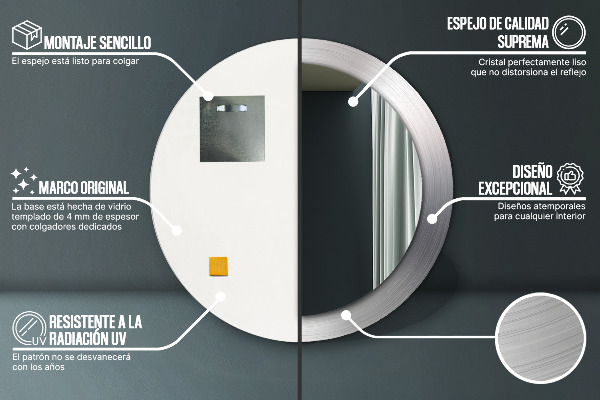 Lustro ścienne dekoracyjne okrągłe Błyszcząca stal