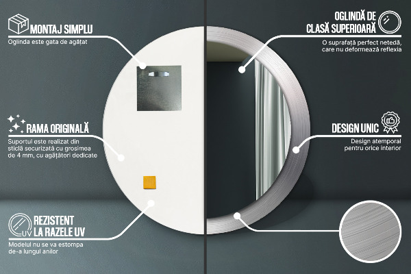 Lustro ścienne dekoracyjne okrągłe Błyszcząca stal