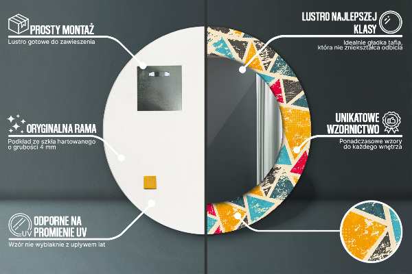 Lustro ścienne dekoracyjne okrągłe Kompozycja retro