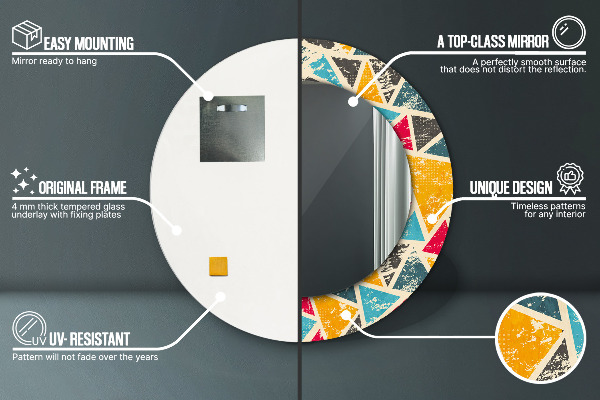 Lustro ścienne dekoracyjne okrągłe Kompozycja retro