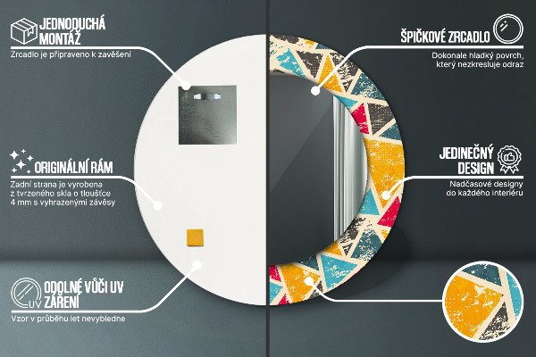 Lustro ścienne dekoracyjne okrągłe Kompozycja retro