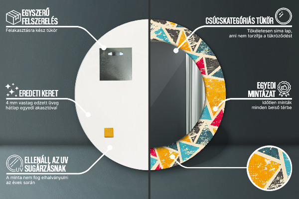 Lustro ścienne dekoracyjne okrągłe Kompozycja retro