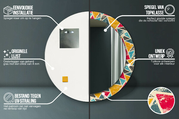 Lustro ścienne dekoracyjne okrągłe Kompozycja retro