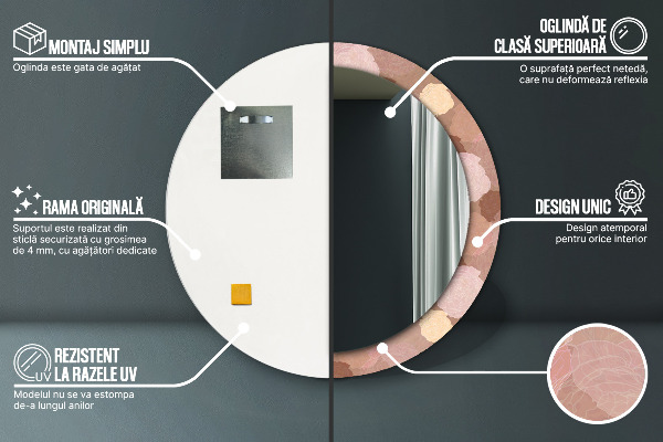 Lustro ścienne dekoracyjne okrągłe Róże kompozycja