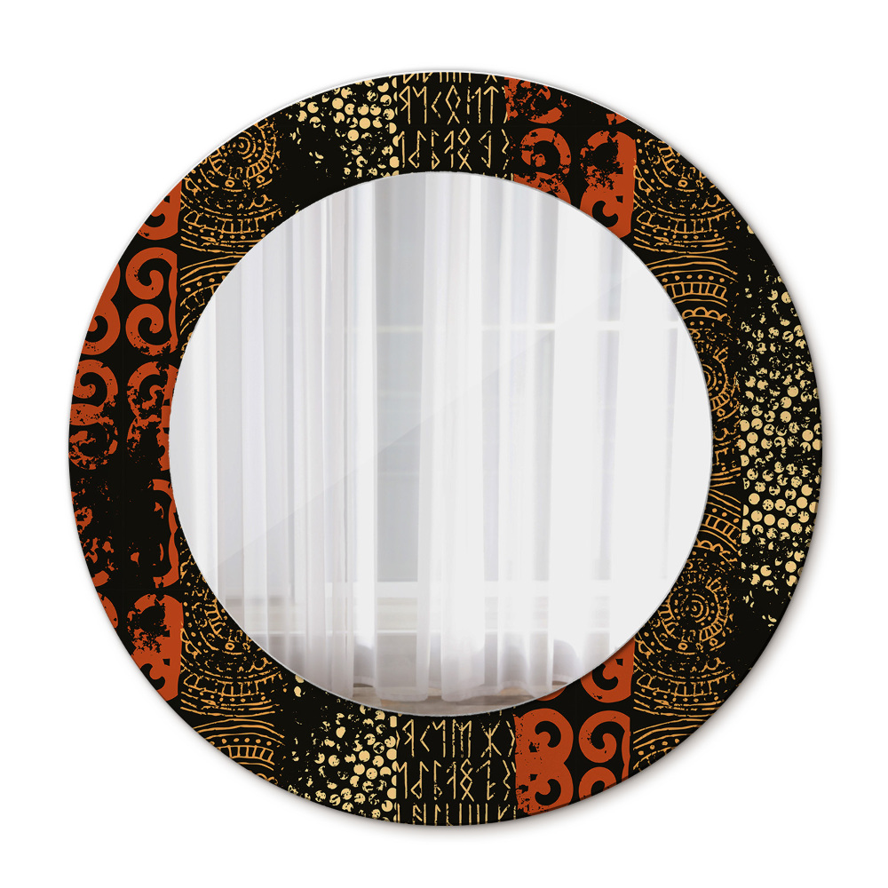 Lustro z drukowaną ramką okrągłe Grunge abstrakcyjny wzór