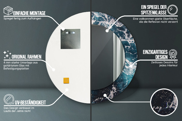 Lustro ścienne dekoracyjne okrągłe Burzliwe morze