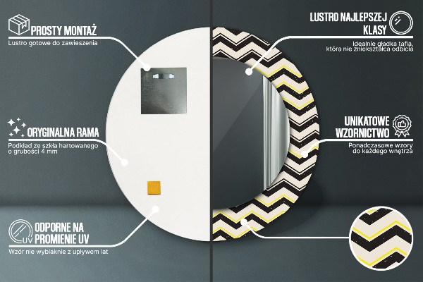 Lustro ramka z nadrukiem okrągłe Zygzakowaty wzór