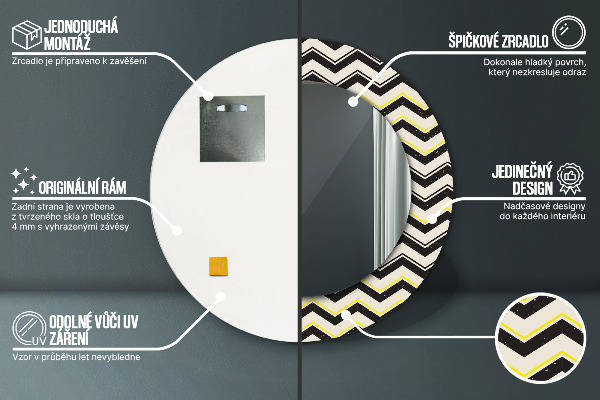 Lustro ramka z nadrukiem okrągłe Zygzakowaty wzór