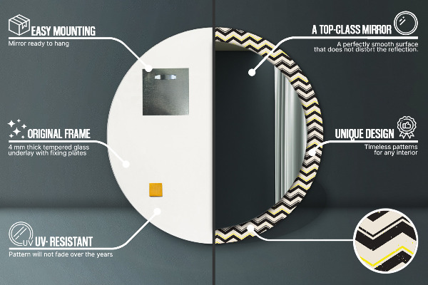 Lustro ramka z nadrukiem okrągłe Zygzakowaty wzór