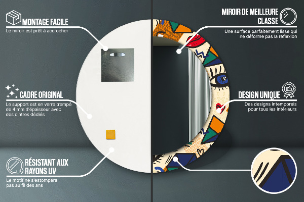 Lustro ramka z nadrukiem okrągłe Styl pop art