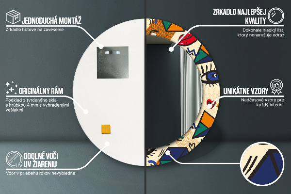 Lustro ramka z nadrukiem okrągłe Styl pop art