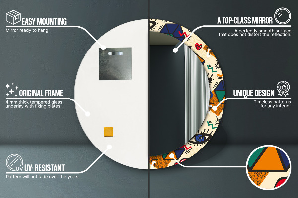 Lustro ramka z nadrukiem okrągłe Styl pop art