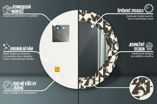 Lustro ścienne dekoracyjne okrągłe Abstrakcyjna typografia