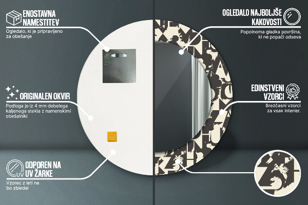Lustro ścienne dekoracyjne okrągłe Abstrakcyjna typografia