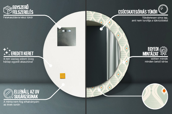 Lustro ścienne dekoracyjne okrągłe Lekki wzór vintage