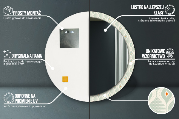 Lustro ścienne dekoracyjne okrągłe Lekki wzór vintage