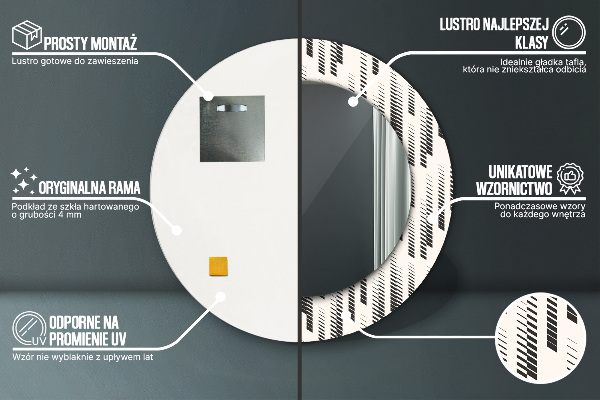 Lustro z drukowaną ramką okrągłe Wzór w paski