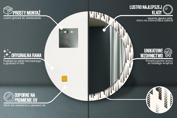 Lustro z drukowaną ramką okrągłe Wzór w paski