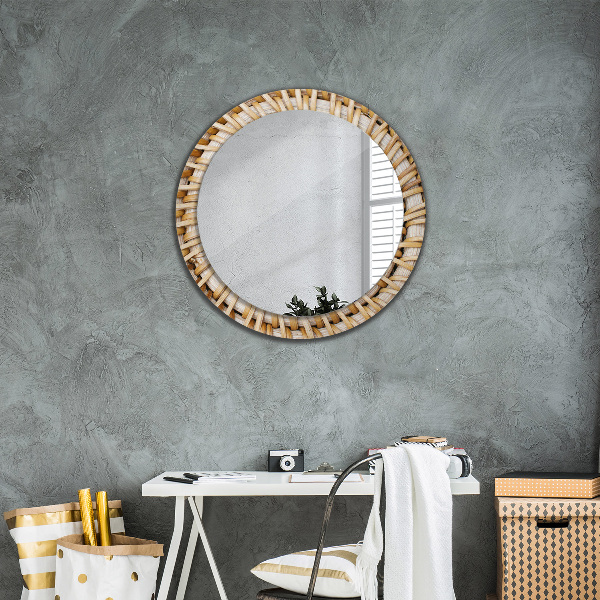 Lustro ramka z nadrukiem okrągłe Naturalny warkocz