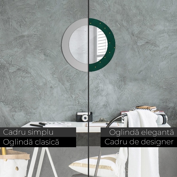 Lustro ramka z nadrukiem okrągłe Zielony luksusowy szablon
