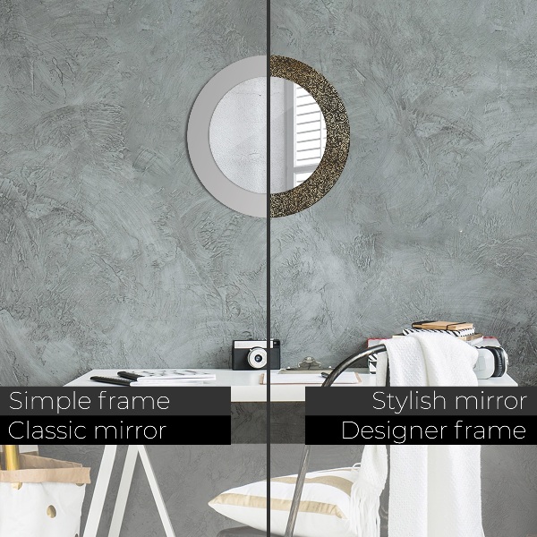 Lustro ramka z nadrukiem okrągłe Złote ornamenty