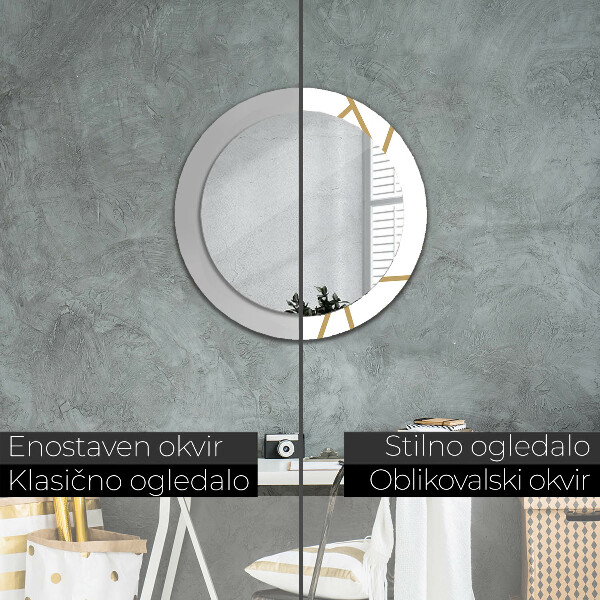 Lustro ramka z nadrukiem okrągłe Kompozycja liniowa