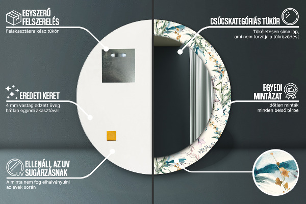 Lustro ścienne dekoracyjne okrągłe Kwiaty akwarelowe