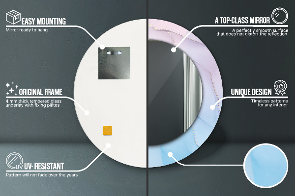 Lustro ścienne dekoracyjne okrągłe Nowoczesny marmur tekstura