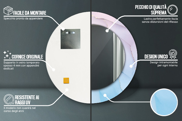 Lustro ścienne dekoracyjne okrągłe Nowoczesny marmur tekstura