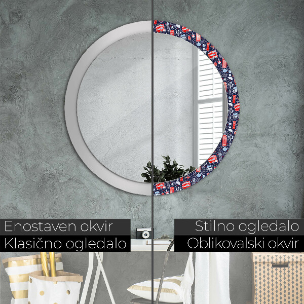 Lustro z drukowaną ramką okrągłe Symbol londynu