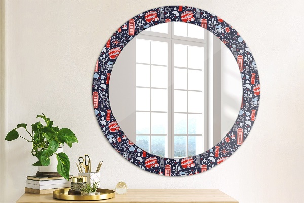 Lustro z drukowaną ramką okrągłe Symbol londynu