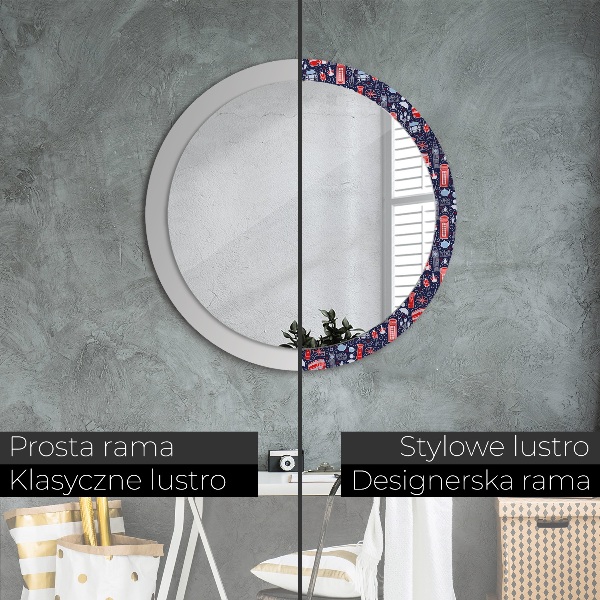 Lustro z drukowaną ramką okrągłe Symbol londynu