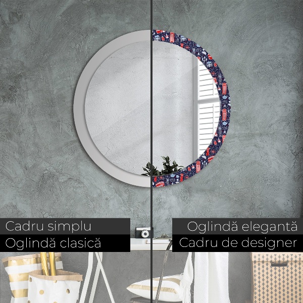 Lustro z drukowaną ramką okrągłe Symbol londynu