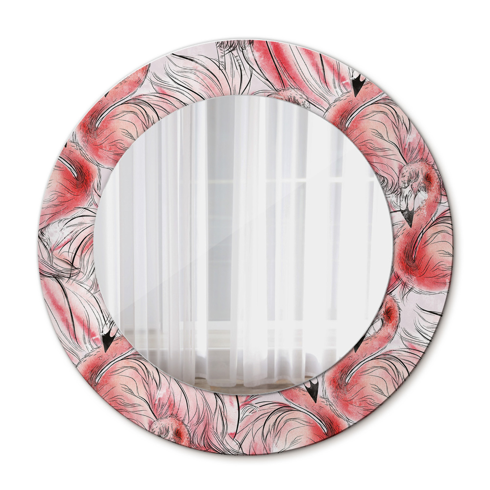 Lustro ścienne dekoracyjne okrągłe Wzór flaminga