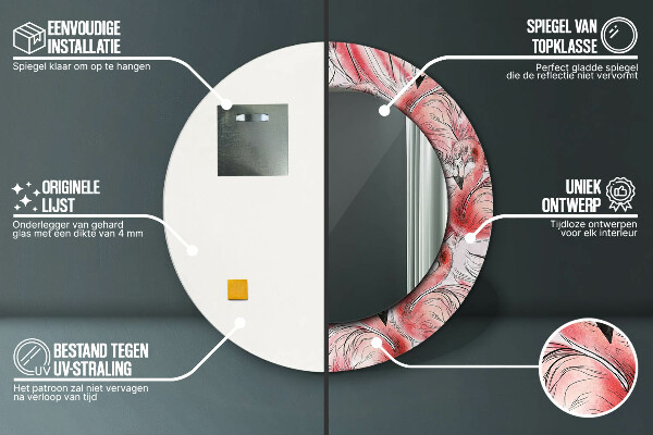 Lustro ścienne dekoracyjne okrągłe Wzór flaminga