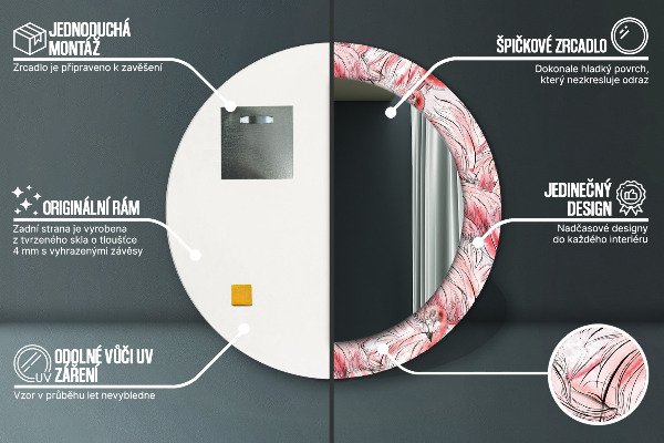 Lustro ścienne dekoracyjne okrągłe Wzór flaminga