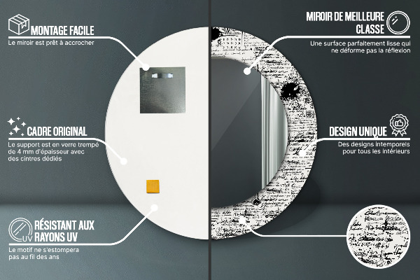 Lustro ścienne dekoracyjne okrągłe Wzór bazgrołów