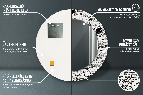 Lustro ścienne dekoracyjne okrągłe Wzór bazgrołów