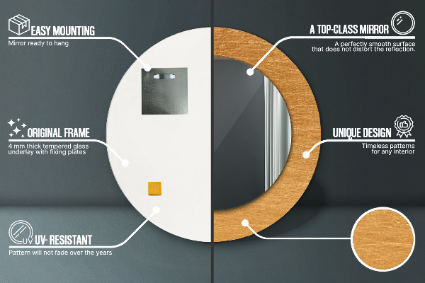 Lustro ścienne dekoracyjne okrągłe Metalowa powierzchnia