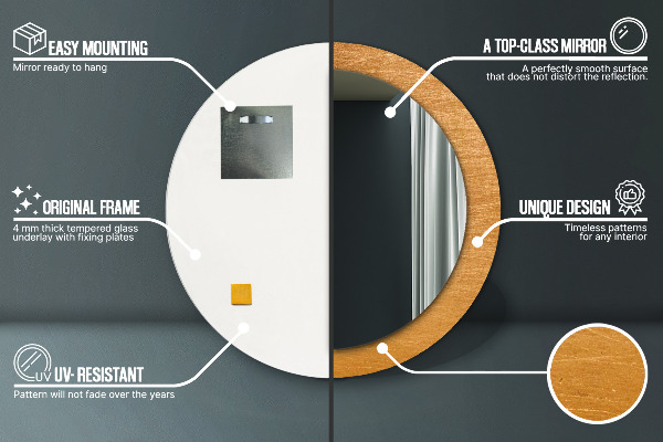 Lustro ścienne dekoracyjne okrągłe Metalowa powierzchnia