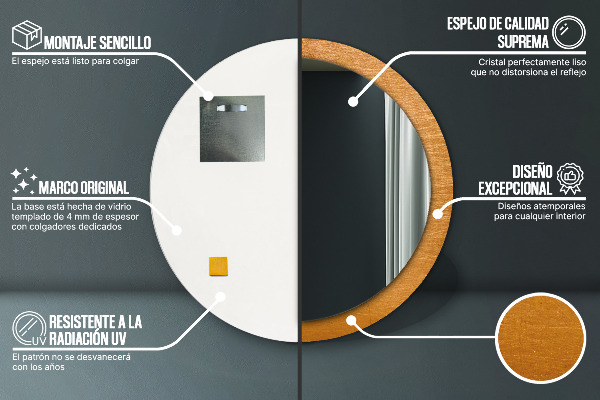 Lustro ścienne dekoracyjne okrągłe Metalowa powierzchnia