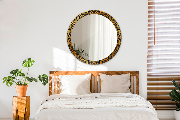 Lustro z drukowaną ramką okrągłe Złota mandala