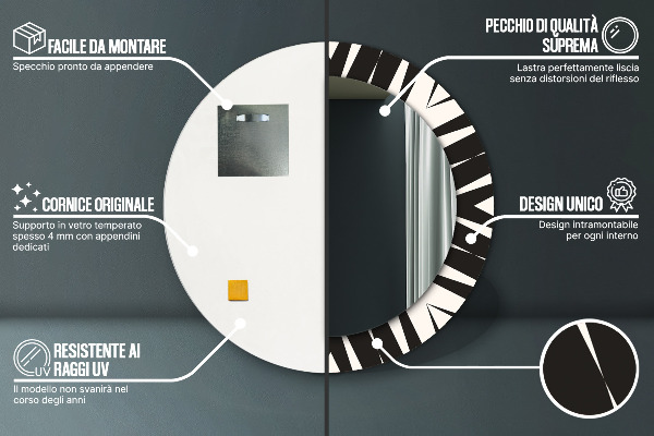 Lustro ścienne dekoracyjne okrągłe Abstrakcja geometria