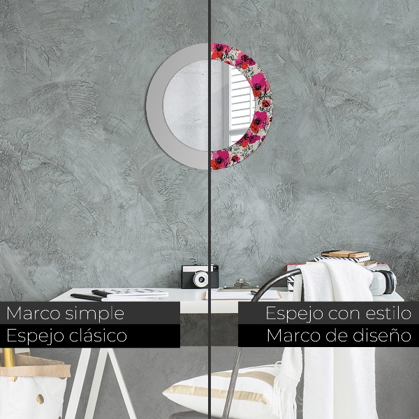 Lustro ścienne dekoracyjne okrągłe Różowe maki