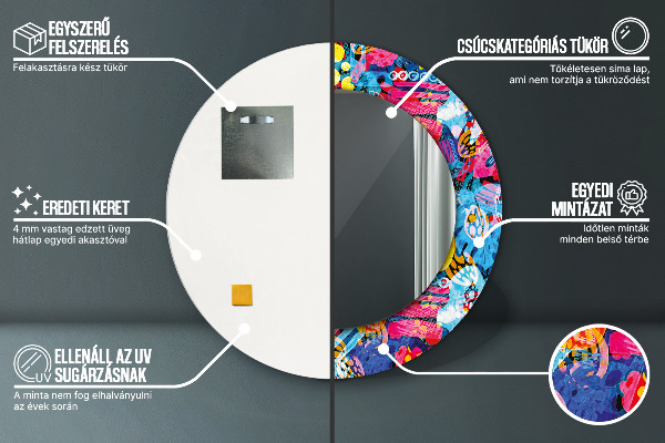 Lustro ścienne dekoracyjne okrągłe Kolorowe bazgroły