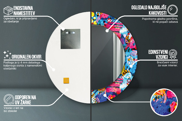 Lustro ścienne dekoracyjne okrągłe Kolorowe bazgroły